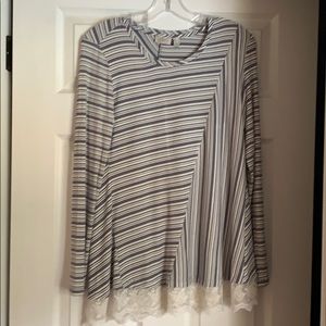 LOGO waffle Knit Long Sleeved Tunic with Lace